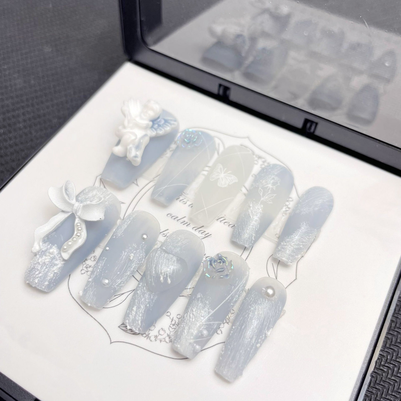 3D Plaster Angel False Nails G - Pressed Flower Art review and price