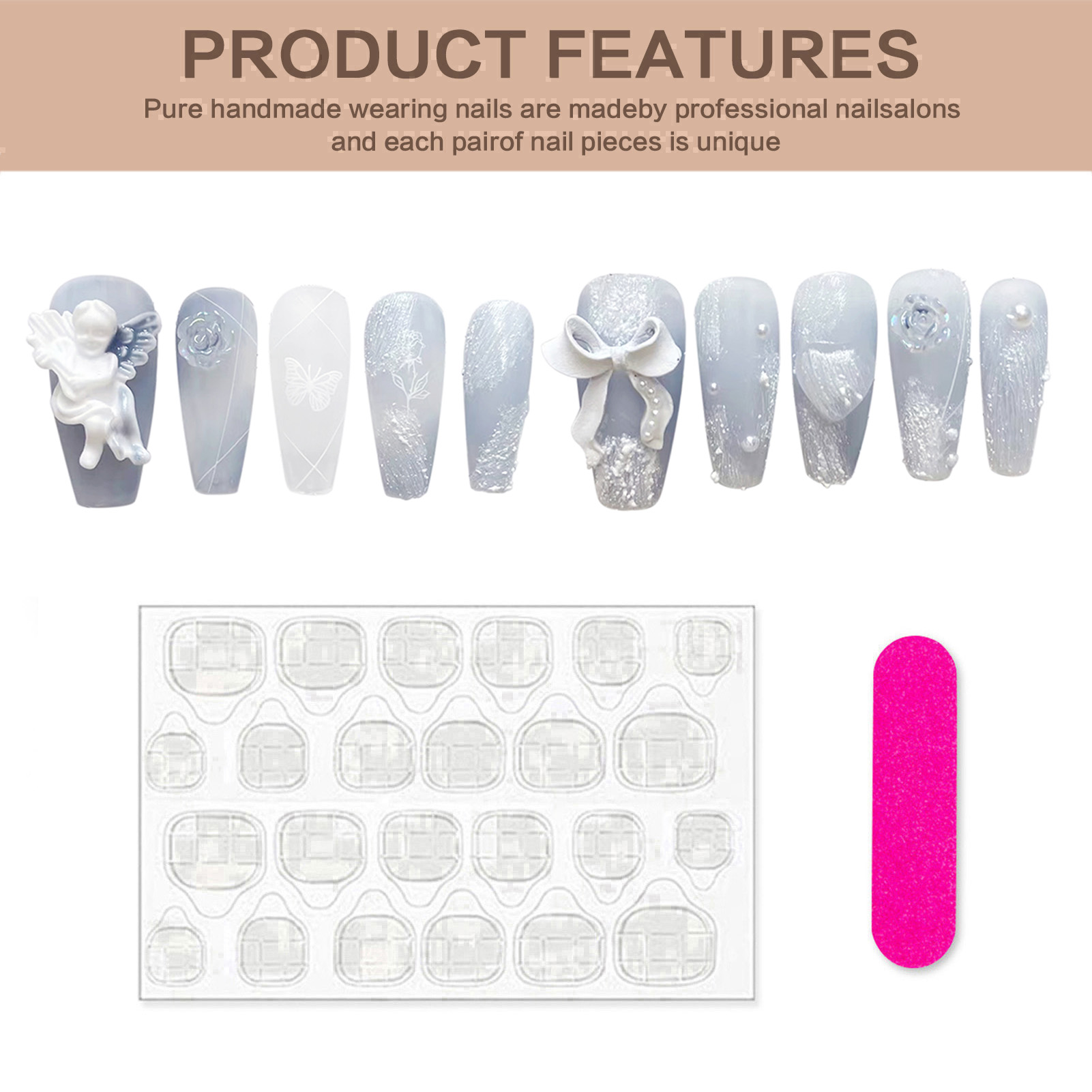 3D Plaster Angel False Nails G - Pressed Flower Art review and price